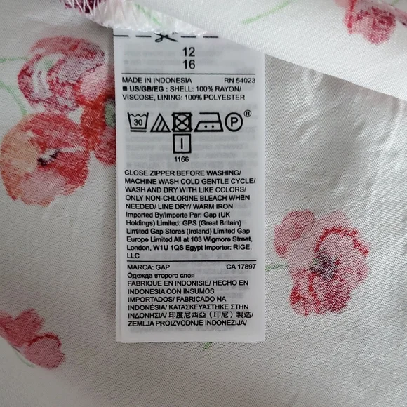 NWT GAP White and Red Poppy Short Sleeve Floral Dress Size 12 - Picture 8 of 11
